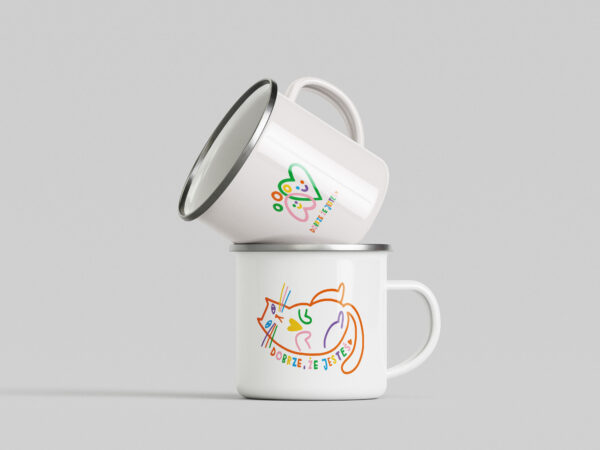 kubek emaliowany kot